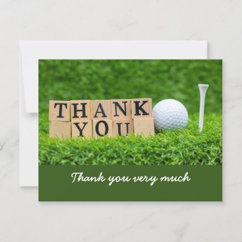 Golf Thank you card with golf ball on green grass