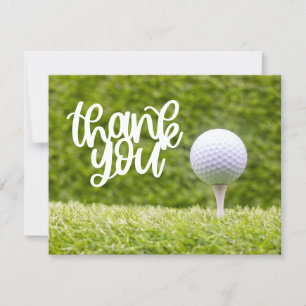 Golf Thank you card with golf ball on green grass
