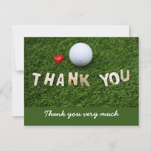 Golf Thank you card with golf ball on green grass