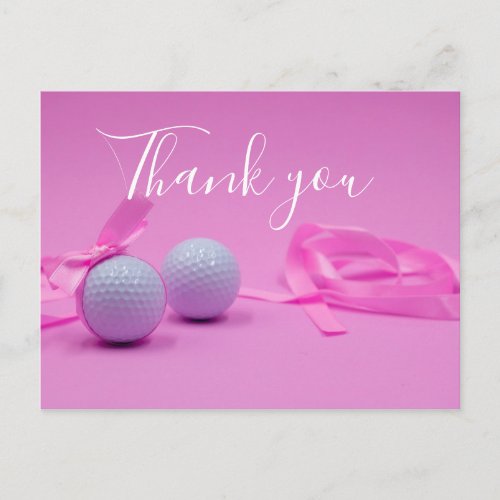 Golf Thank you card with golf ball on pink