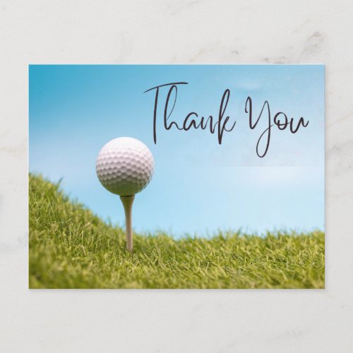 Golf Thank you card with golf ball on tee 