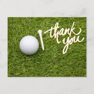 Golf thank you card with golf ball tee