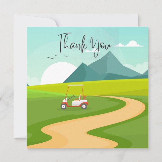 Golf  thank you card with golf cart (Front)