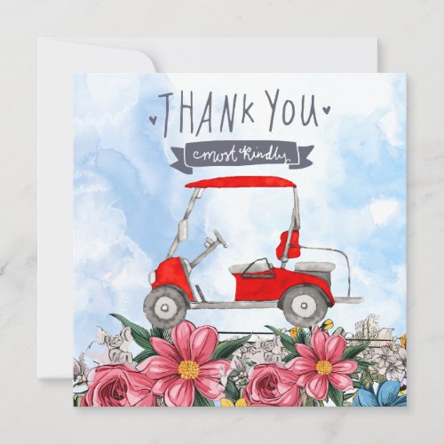 Golf Thank you card with golf cart watercolor