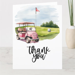 Golf Thank you card with golf cart watercolor