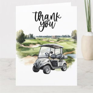 Golf Thank you card with golf cart watercolor