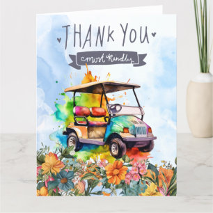 Golf Thank you card with golf cart watercolor