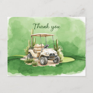 Golf Thank you card with golf cart watercolor
