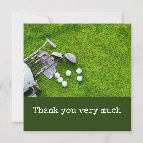 Golf  Thank you card with golf club ball bag 