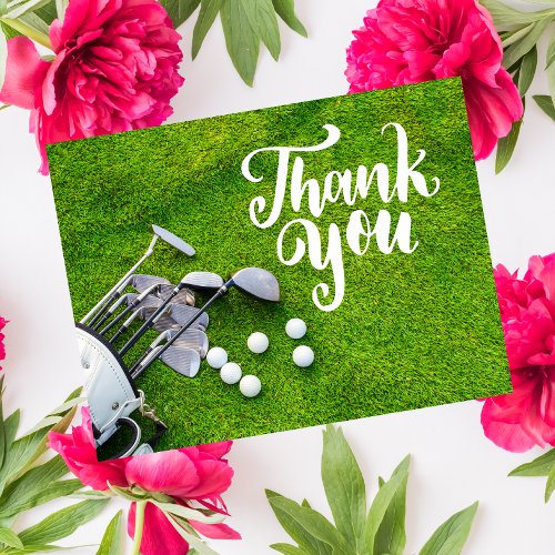 Golf  Thank you card with golf club ball bag 