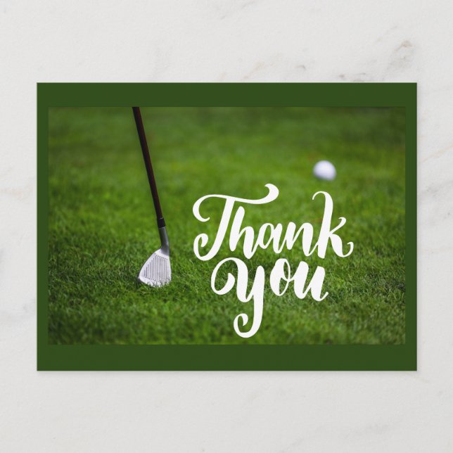 Golf  Thank you card with golf iron on green  (Front)