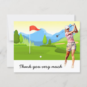 Golf Thank you card with golfer on green
