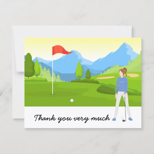 Golf Thank you card with golfer on green