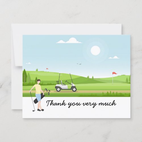 Golf Thank you card with golfer on green