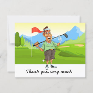 Golf Thank you card with golfer on green