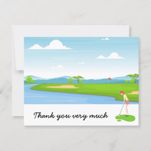 Golf Thank you card with golfer on green