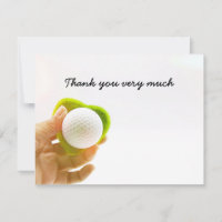 Golf Thank you card with hand holds golf ball