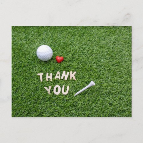 Golf thank you card with love and golf ball
