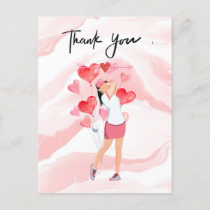 Golf Thank you card with woman golfer watercolor