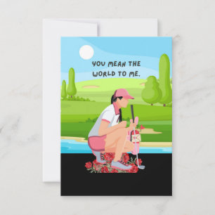 Golf Thank you card with woman golfer watercolor