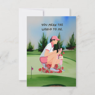 Golf Thank you card with woman golfer watercolor