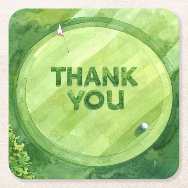 Golf Thank You Coaster | Elegant Golf Course  (Front)