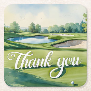 Golf Thank You Coaster   Elegant Golf Course 