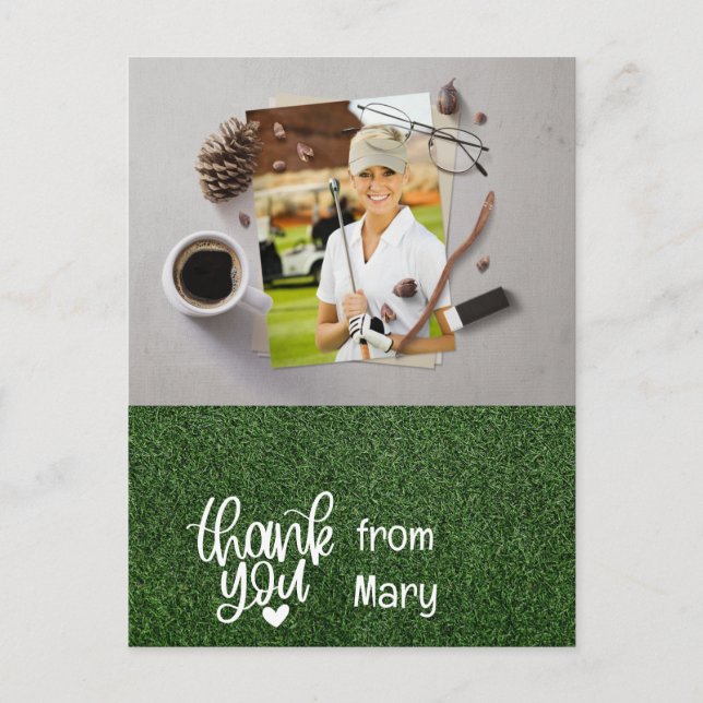 Golf Thank you Create your own photo golfer  Postcard (Front)