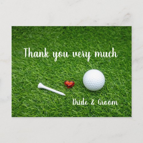 Golf Thank you for our wedding golf ball in love Postcard