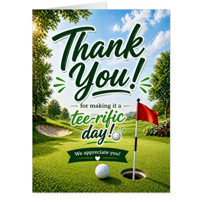 Golf Thank you for terrific day  Card (Front)