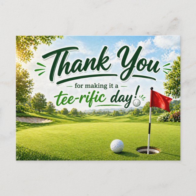 Golf Thank you for terrific day  Postcard (Front)