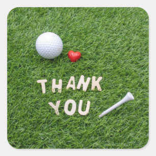 Golf Thank you gofer  with golf ball and tee Square Sticker