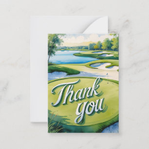 Golf Thank you golf ball on green Note Card