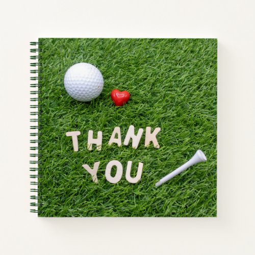 Golf Thank you notebook with love on green grass