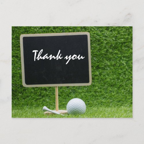 Golf Thank you on blackboard with golf ball Postcard