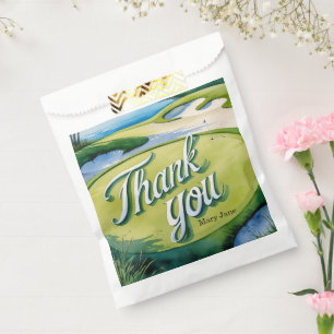 Golf Thank You on green grass Favor Bag