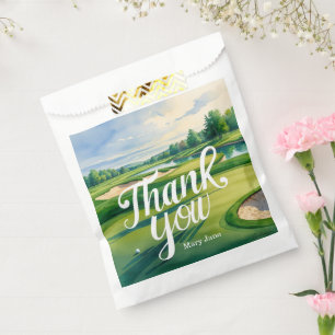 Golf Thank You on green grass Favor Bag