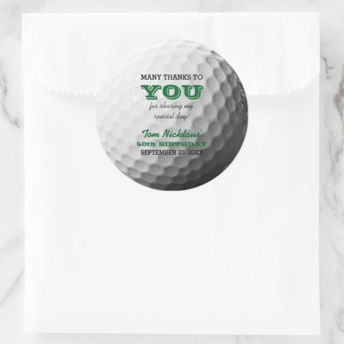 Golf Thank You Personalized Classic Round Sticker