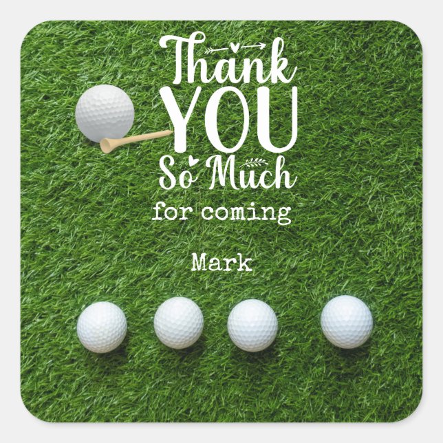 Golf Thank You Square Sticker (Front)