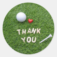 Golf Thank you sticker with golf ball and tee
