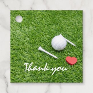 Golf thank you sticker with golf ball and tee love favor tags
