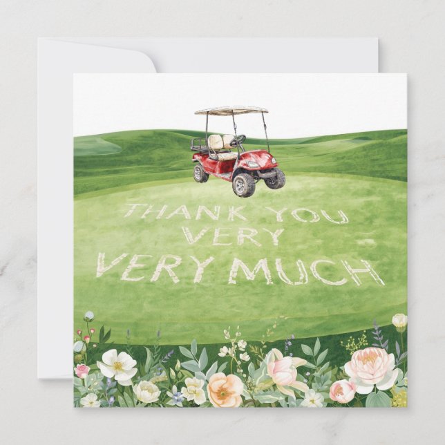 Golf  thank you text  for golfer with Flowers  (Front)