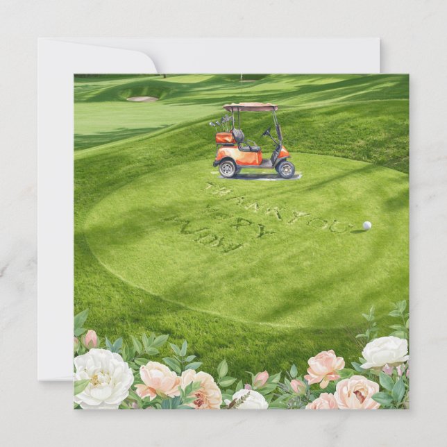 Golf  thank you text  for golfer with Flowers  Card (Front)
