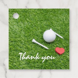 Golf thank you with golf ball and tee love  favor tags