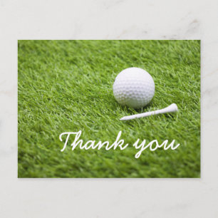 Golf Thank you with golf ball and tee on green Postcard