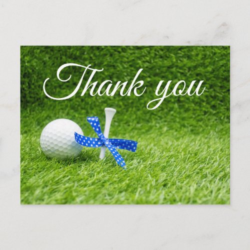 Golf Thank you with golf ball and tee with ribbon Postcard