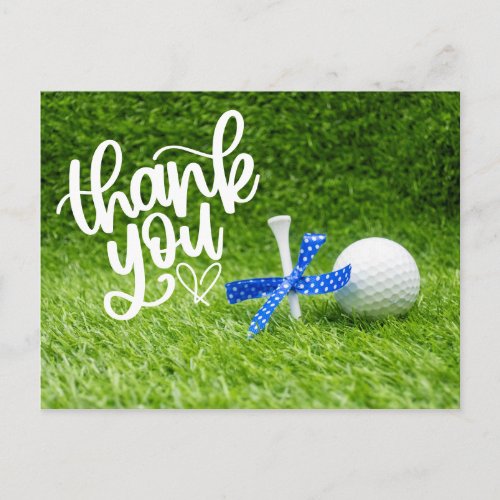 Golf Thank you with golf ball and tee with ribbon Postcard