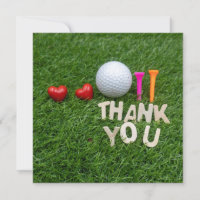 Golf thank you with golf ball and two tees