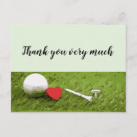 Golf Thank you with love on green grass Postcard