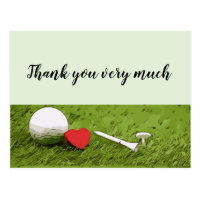 Golf Thank you with love on green grass Postcard